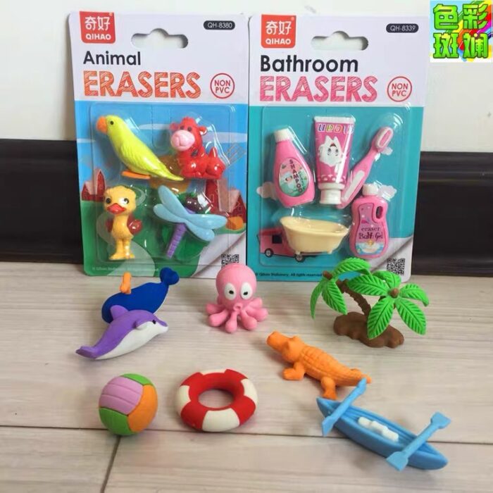 stage for kids A 3D Cute Theme Children Eraser Stationery Set for Birthday Goodie Bag.