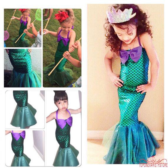 stage for kids The A.E-Kids Ariel Little Mermaid Sets - Girl Princess Fancy Dress Party Cosplay costume for girls.