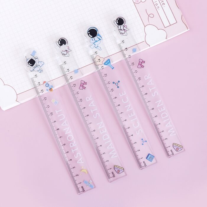 stage for kids Simple Astronaut Ruler Transparent 15cm Ruler for Students Creative Stationery.