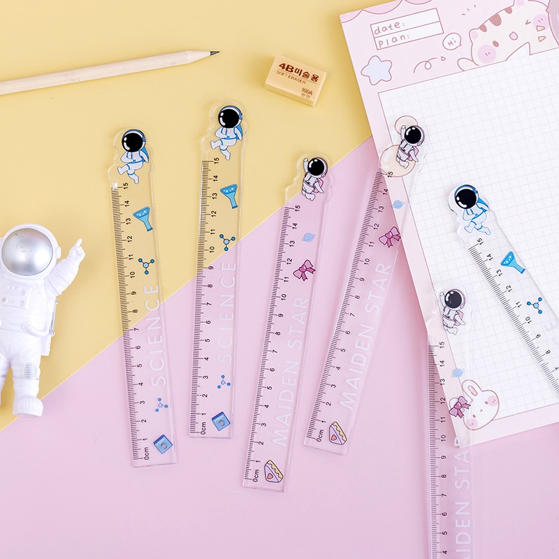 Simple Astronaut Ruler Transparent 15cm Ruler for Students Creative Stationery