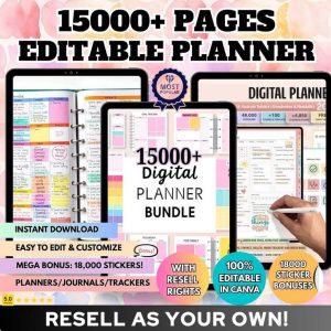 15000+ Planners, Journals, Trackers, & More! PLUS Free Digital Stickers (18000) - Reselling Allowed